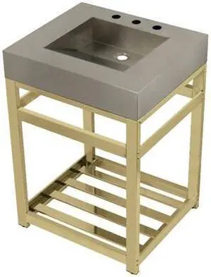 FAUCETURE KVSP2522A2 KVSP2522A2 25" Stainless Steel Sink W/ Steel Console Sink