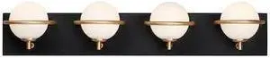 MAXIM 21604SWBKGLD Revolve 4-Light " Wide Black / Gold Vanity Light