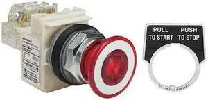 SCHNEIDER ELECTRIC 9001KR9P38LRRH13 Illuminated Push Button, 30 mm, 1NO/1NC, Red