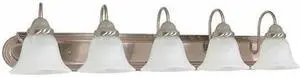 NUVO 60-323 Ballerina 5 Light 36 in. Vanity Alabaster Glass Bell Shades,