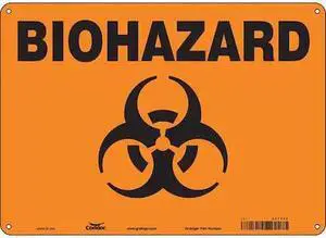 CONDOR 447V66 Biohazard Sign, 10 in H, 14 in W, Polyethylene, Horizontal
