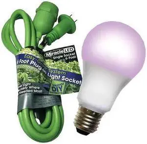 MIRACLE LED 602254 Single Socket Grow Cord System & LED Red & Blue Spectrum