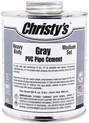 CHRISTY'S RH-BGLV-HP-24 Pipe Cement,Gray,8 oz.
