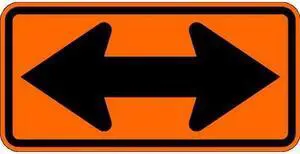 LYLE W1-7-BO-48HA Double Arrow Traffic Sign, 24 in Height, 48 in Width,