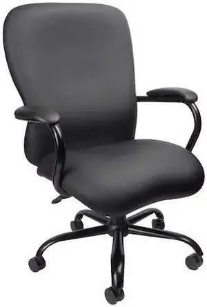 ZORO SELECT 6GNN9 Vinyl Executive Chair, 19" to 22", Fixed Arms, Black