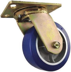 ZORO SELECT 1NVU7 Swivel Plate Caster,Polyurthane,6 in,1750 lb