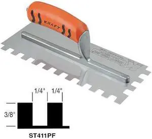 Trowel,Sqr Notch,For Ceramic/Quarry Tile SUPERIOR TILE CUTTER INC. AND TOOLS ST411PF