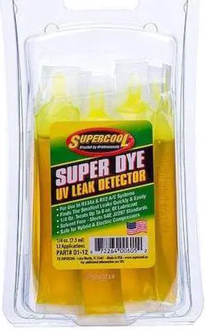 SUPERCOOL D1-12 A/C Leak Detection Dye, .25 Oz, PK12