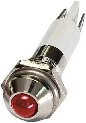 ZORO SELECT 24M042 Round Indicator Light, Red, 12VDC, Voltage: 12V DC