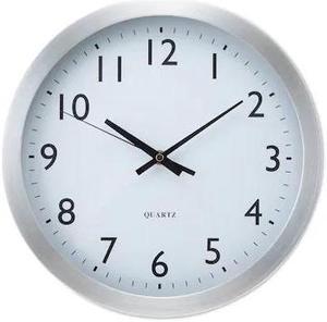 Universal Brushed Steel Finish Wall Clock, 12", Silver, 1 AA Battery