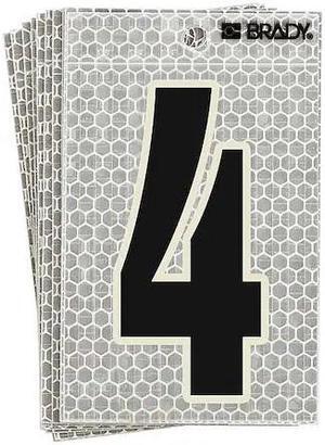BRADY 3020-4 Ultra Reflective Numbers,4,6 In. H,PK10