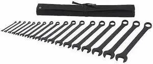 WESTWARD 54DG08 Combination Wrench Set, Black Oxide, 1/4 in to 1 1/4 in Head
