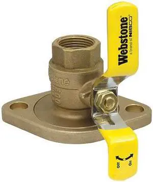 WEBSTONE 41406HV 1-1/2" Flanged 3-Way Brass Rotating Ball Valve