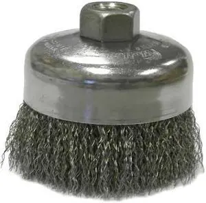 WEILER 14126 4" Crimped Wire Cup Brush .020" Stainless Steel Fill 5/8"-11 UNC