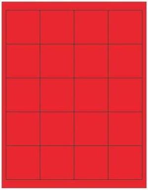 TAPE LOGIC LL172RD Tape Logic Rectangle Laser Labels, 2" x 2", Fluorescent Red,