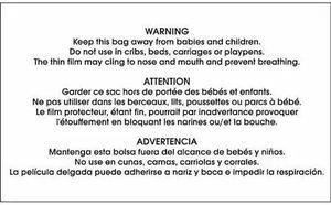 TAPE LOGIC DL1456 3" x 5" Warning Keep Bags Away, Black/White