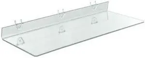 AZAR DISPLAYS 556008 24"W x 8"D Clear Acrylic Shelf for Pegboard and Slatwall,