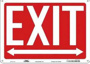 CONDOR 480L68 Exit Sign, Plastic, 14" W, 10" H, EXIT, Red, White