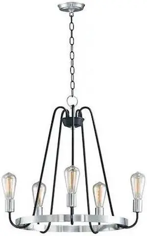 MAXIM 11735BKSN Haven 5-Light 23.75" Wide Black / Satin Nickel Chandelier