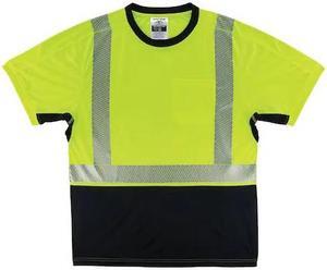 ERGODYNE 8283BK 5XL Lime Performance Hi-Vis T-Shirt Black Bottom