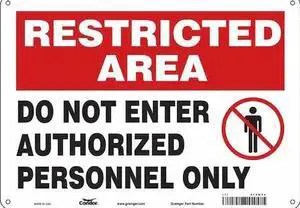 CONDOR 472W34 Safety Sign, 10 in Height, 14 in Width, Aluminum, Horizontal