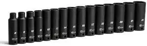 CAPRI TOOLS CP53000-15MD 3/8 in Drive Deep Impact Socket Set, Metric, 15 pcs