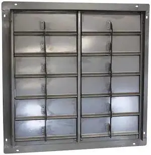 DAYTON 4FZJ9 30 in 33"H-W 5 1/4"L SS Backdraft Dampr, 30-1/2 in x 30-1/2 in,