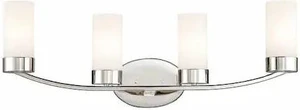 NUVO 60-6224 Denver 4 Light Vanity Fixture Polished Nickel Finish Polishe NUVO 60-6224 Denver 4 Light Vanity Fixture Polished Nickel Finish Polishe