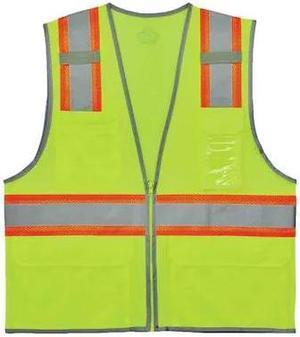 ERGODYNE 8246Z Two Tone Mesh Safety Vest,Lime S/M