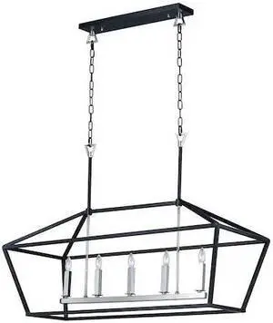 MAXIM 25157TXBPN Abode 5-Light 18.5" Wide Textured Black / Polished Nickel