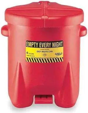 EAGLE MFG 937FL Oily Waste Can,14 Gal.,Poly,Red