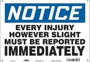 CONDOR 475G68 Safety Sign, 10 in Height, 14 in Width, Polyethylene, Horizontal