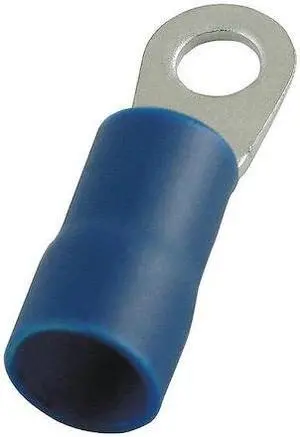 POWER FIRST 4FRD1 Ring Terminal, 1/4 in Stud Size, 6 AWG, 600 V, Vinyl