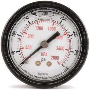 ZORO SELECT 4FMC4 Pressure Gauge, Commercial, 0 to 30 psi, 2 in Dial, Acrylic