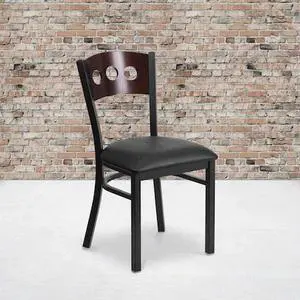 FLASH FURNITURE 2-XU-DG-6Y2B-WAL-BLKV-GG Bk/Wal 3 Circ Chair-Black Seat,PK2