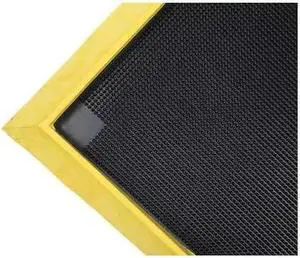 CONDOR 30CL75 Disinfecting Mat, Rubber, 2 in Thick, Black with Yellow Border,