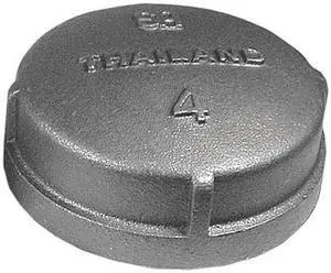 ZORO SELECT 2WU81 Cap Cap, 4" Pipe, FNPT, Malleable Iron, 150