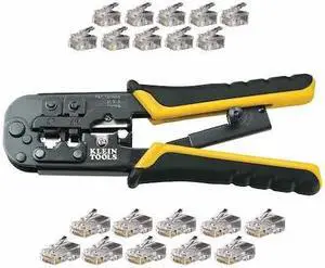 KLEIN TOOLS VDV226-817 7 1/2 in Crimper and Connector Kit Ethernet, RJ45