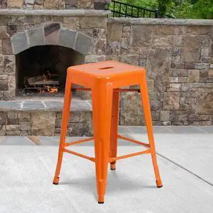 FLASH FURNITURE 4-CH-31320-24-OR-GG Orange Backless Metal Stool,24"