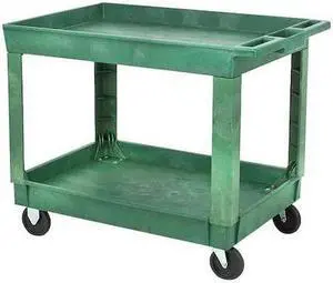 ZORO SELECT 5UTJ3 Polypropylene Utility Cart with Deep Lipped Plastic Shelves,