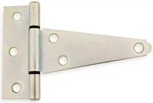 ZORO SELECT 4PB44 Tee Hinge, Steel, 1 1/4 in Leaf W x 3 3/16 in Leaf H, zinc