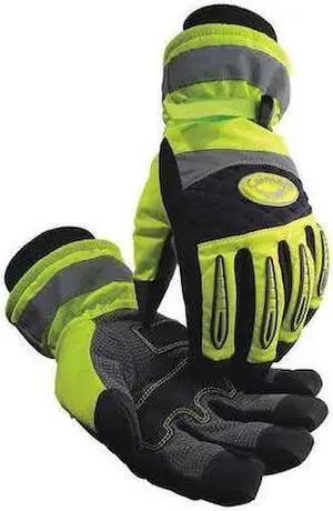 CAIMAN 2991-5 Hi-Vis Cold Protection Gloves, Synthetic Leather Palm, Heatrac