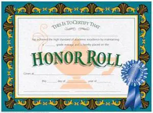 HAYES VA512-5 Honor Roll Certificate, PK5