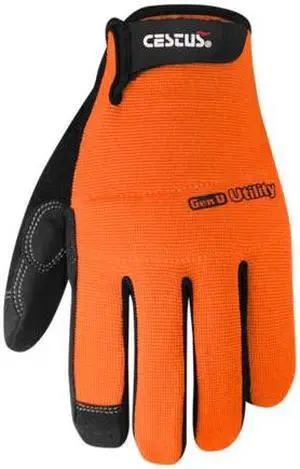 CESTUS 6015-2XL Orange Work Gloves with Synthetic Leather Palm, 2XL,PR