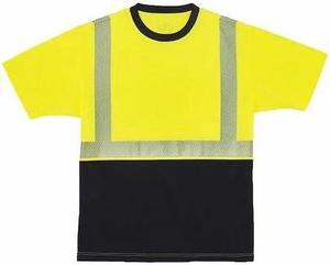 ERGODYNE 8280BK Blk Front Perf. Safety T-Shirt,3XL,Lime