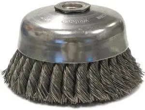 WEILER 12826 4" Single Row Knot Wire Cup Brush, .023" Steel Fill, 5/8"-11 UNC