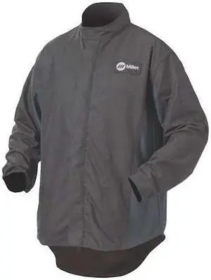 MILLER ELECTRIC 247116 Welding Jacket,L,30",Black/Navy