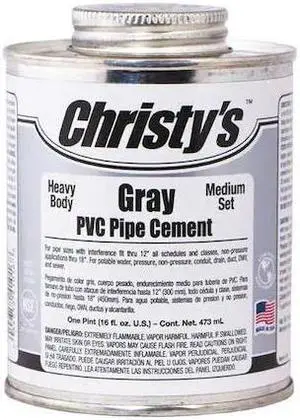 CHRISTYS RH-BGLV-PT-12 Pipe Cement,Gray,16 oz.