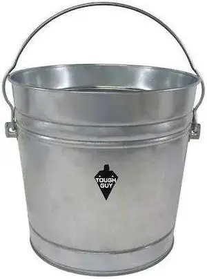 ZORO SELECT 2PYW5 10 gal Round Trash Can, Silver, Galvanized steel