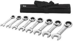 WESTWARD 54DG30 Ratcheting Wrench Set,SAE,8 pcs.